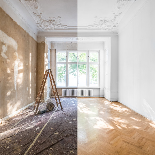 Wohnung vor und nach einer Renovierung